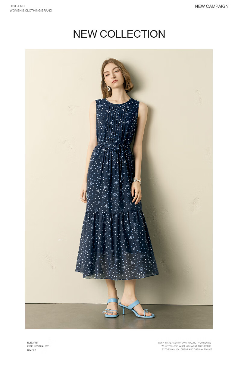 Yanyu Floral Tencel Vest Dress Women 2026 Summer Waist Slimming Sleeveless Long Dress Blue Flower S 7