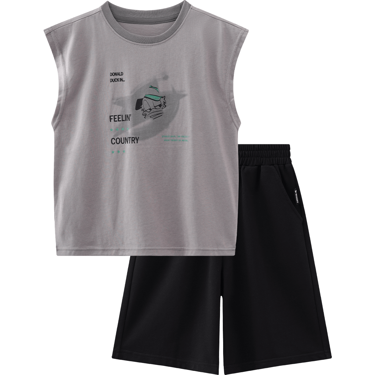 Disney Boys' Basketball Sports Set Summer Lightweight Sleeveless Vest and Shorts Two-Piece Set Medium Gray 140