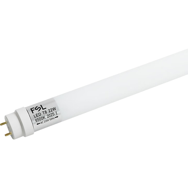 Foshan Lighting (FSL) T8 LED Tube, Double-Ended Power Supply, Energy-Saving Daylight Tube, 1.2 Meters, 22W, Cool White (6500K), Pack of 5