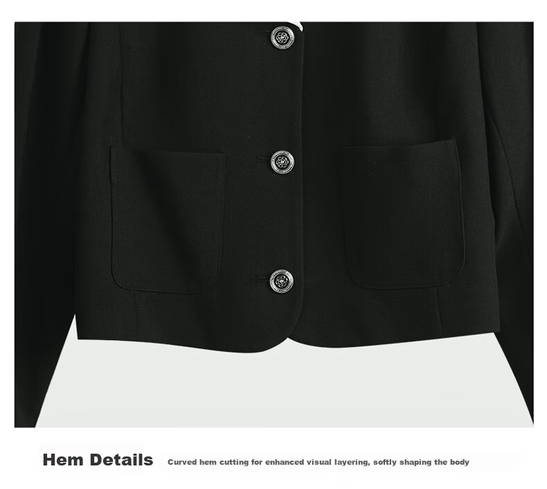 Olrain Eurielle Black Chic Short Jacket Women's Autumn New Elegant Top Coat (Second Batch) XL 30