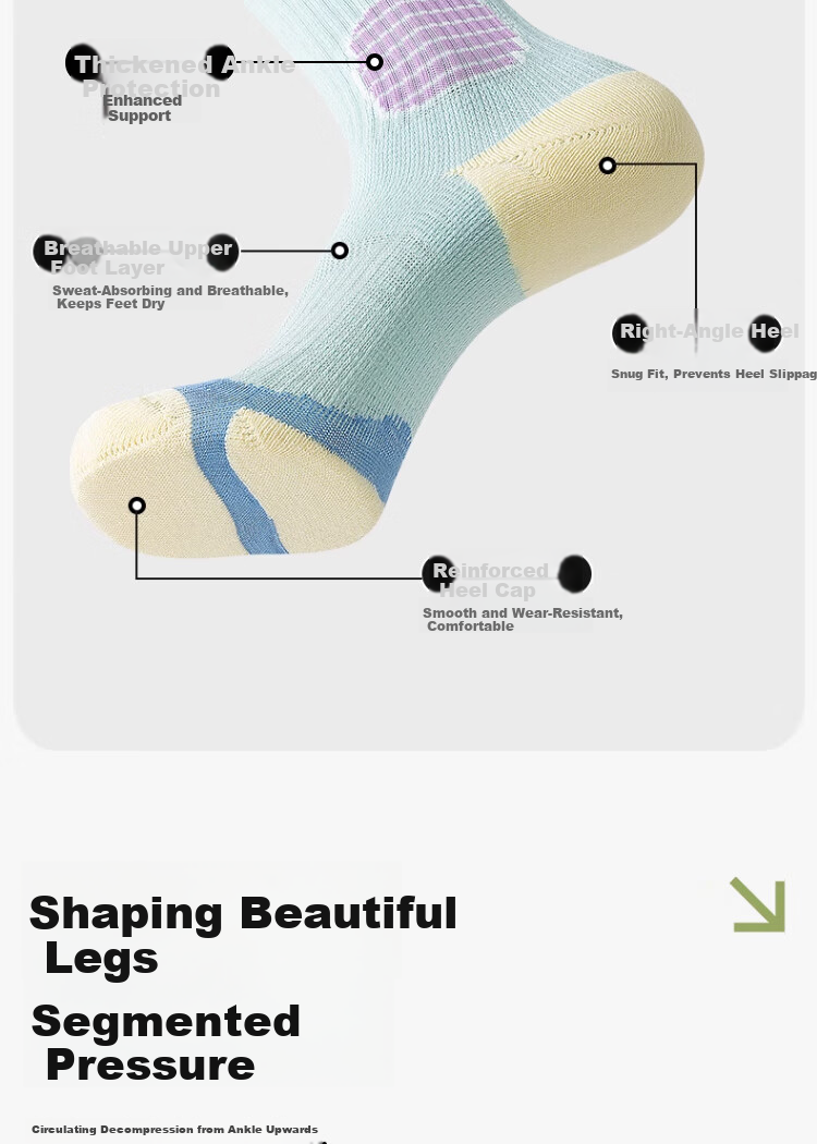 XUEXIMAN Compression Calf Socks Pressure Sports Slimming Leg Cycling Hiking Tennis Running Fitness Yoga Mid-Calf Socks 2