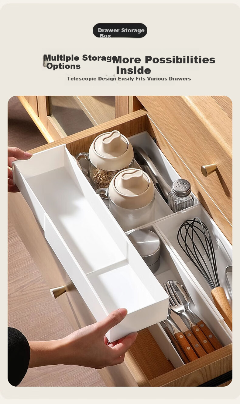 40,000km Drawer Compartment Expandable Storage Box Multifunctional Kitchen Built-in Divider Cutlery Chopsticks Spoon Organizer Box 5