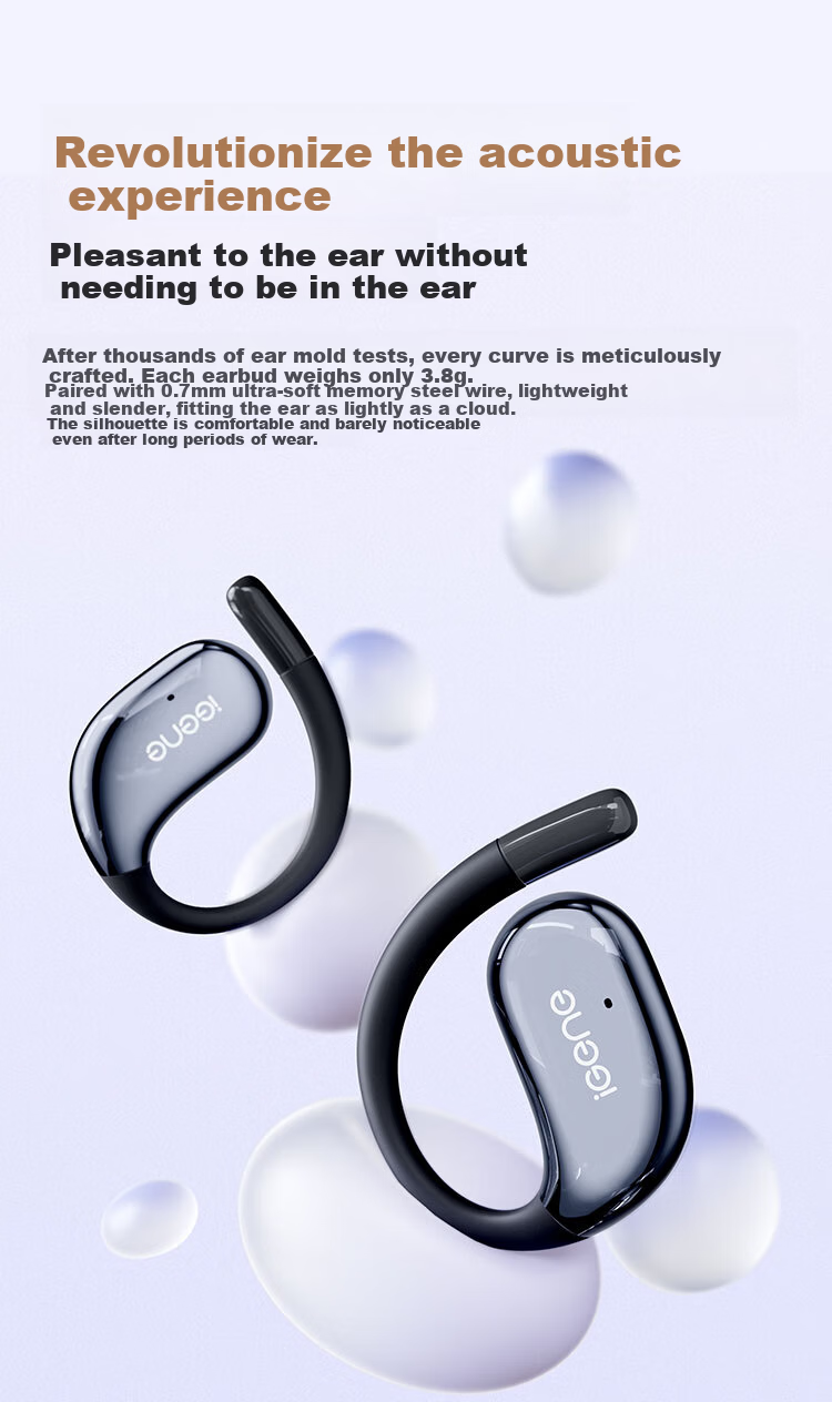 IGene 14mm Gold Label Panorama Sound 6.0 Bluetooth Earhook Bone Conduction Wireless Open-Ear Music Sports Running Headphones Compatible with Huawei Xiaomi S160 16