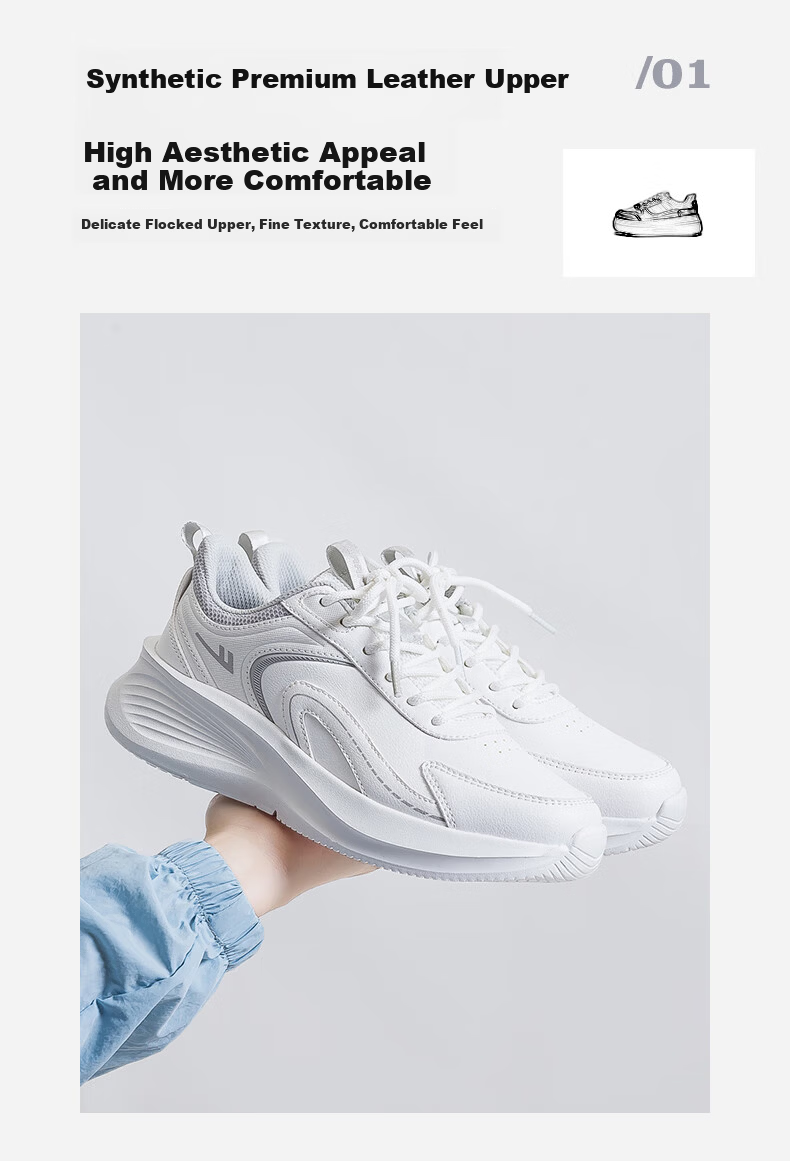Warrior Official Women's Sports Shoes 2026 Spring New Trendy Casual White Sneakers for Women White/Off-Gray Size 35 4