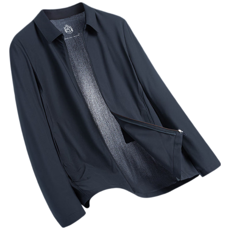 Romon Men's Summer Sunscreen Jacket Ice Silk Executive Casual Lightweight Middle-aged High-end Business Cooling UPF50+