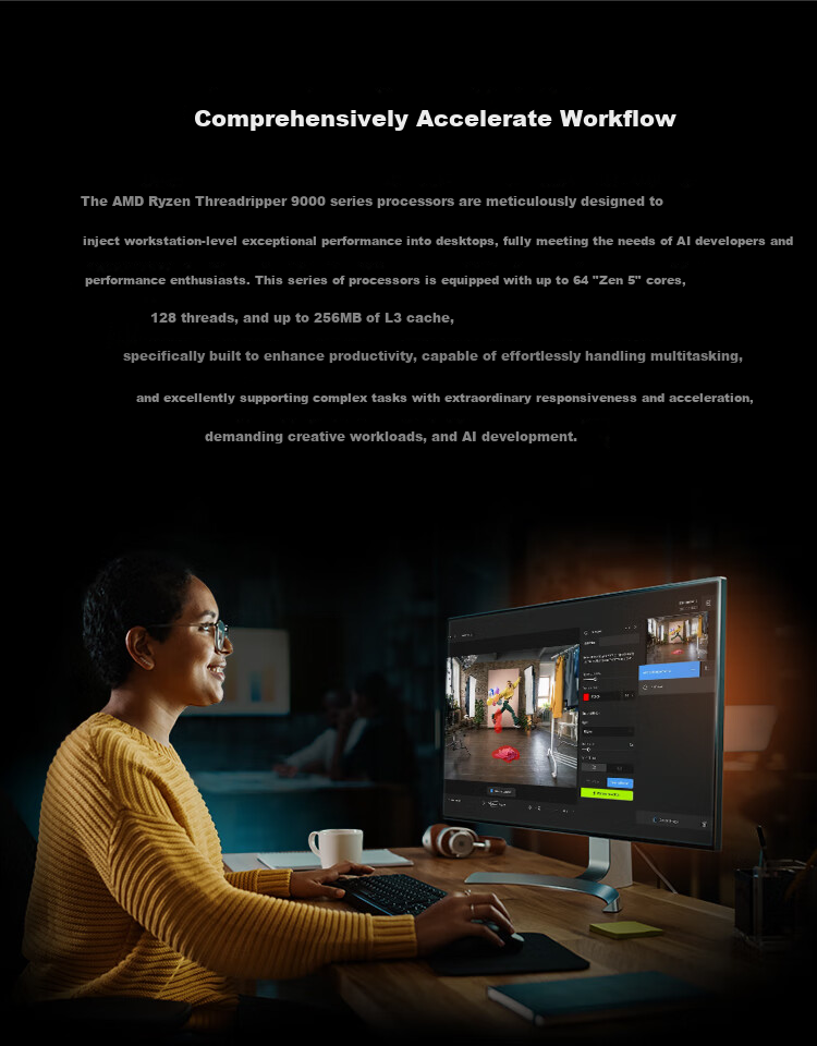 AMD Ryzen Threadripper 9960X Processor 4nm 24-Core 48-Thread Up to 5.4GHz Boost Boxed CPU 3