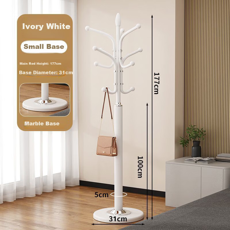 Menghuating Floor-Standing Bedroom Clothes Hanger Iron Coat Rack with Bag Hooks for Living Room