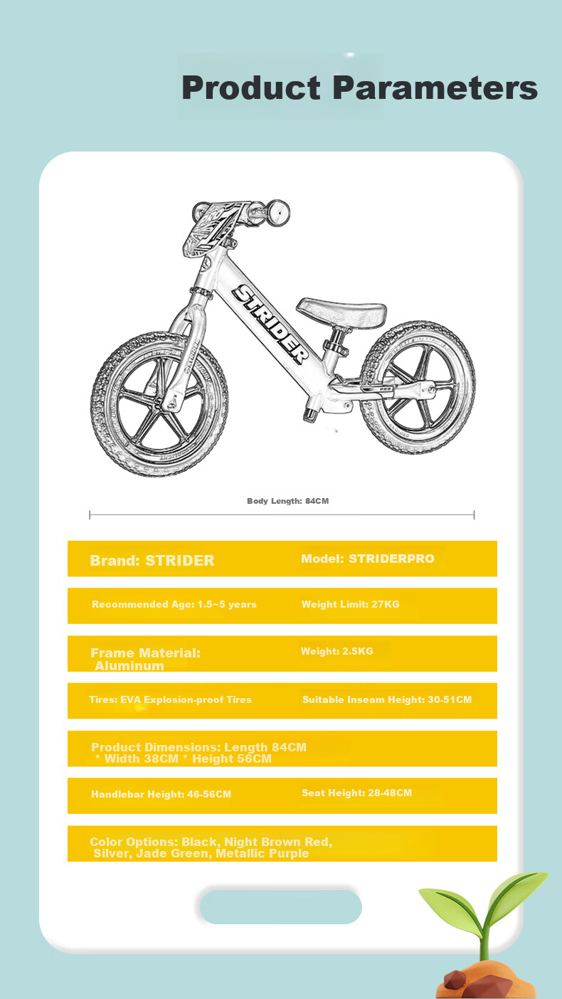 STRIDER Kids Balance Bike for Ages 1-5, 12-Inch Pro Racing Bicycle, Black 14