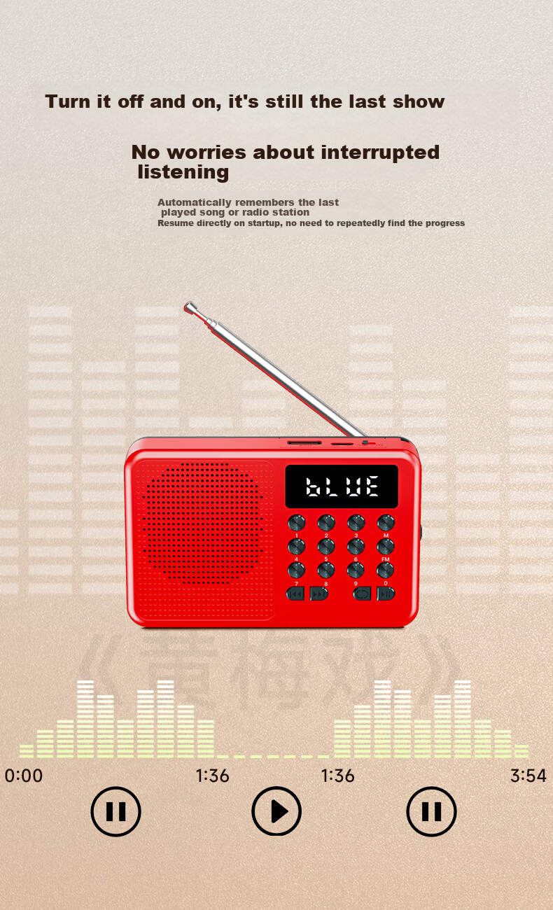 Newsmy L1 Radio Elderly Simple Rechargeable Portable Classic Small Semiconductor Broadcast Player Card Slot Mini Speaker 2025 New Model 9