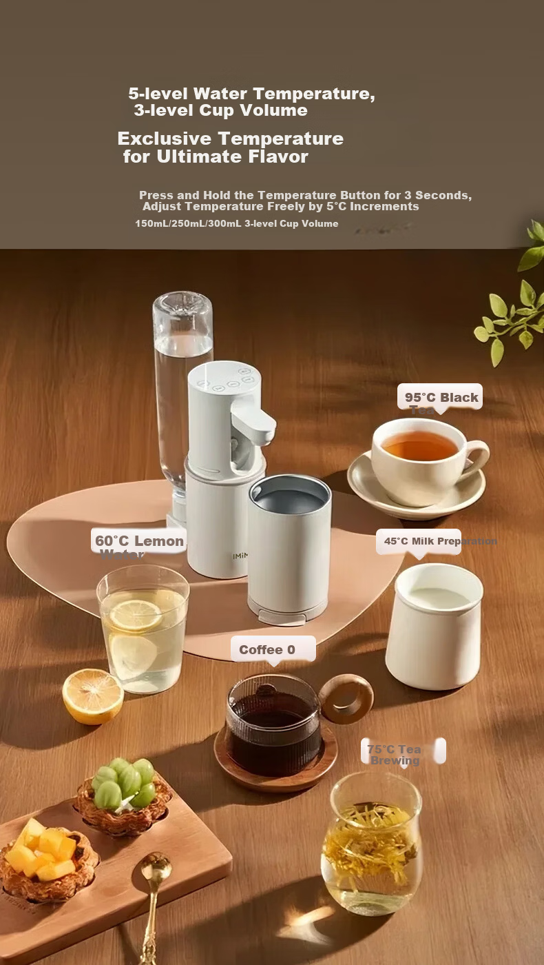 IMiMONE Portable Instant Hot Water Dispenser with Bottom-Load Bottled Water, Dorm Travel No-Installation Foldable Electric Kettle, Small Insulated Cup, Milk Preparation Desktop Water Heater, Home Fast 14
