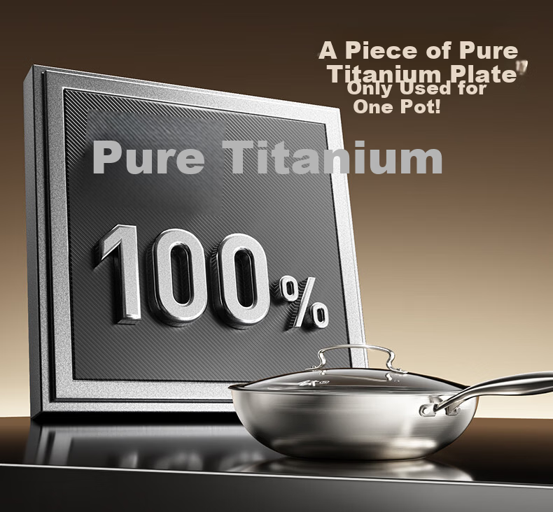 SUPOR JD Exclusive Pure Titanium Non-Coated Lightweight Non-Stick Frying Pan 100% Pure Titanium Plate 32cm Compatible with All Stoves 10