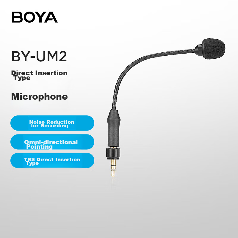 BOYA Microphone UM2 Camera 3.5mm TRS Mini Gooseneck Microphone, Direct-Plug Microphone for Live Streaming, Product Promotion, Vlog, Short Video, Interview Recording, Small Microphone