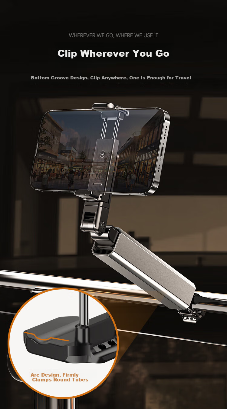 Leledi High-Speed Train Airplane Travel Car Phone Holder Portable 360-Degree Rotating Stand Frost Silver - Travel Stand 1