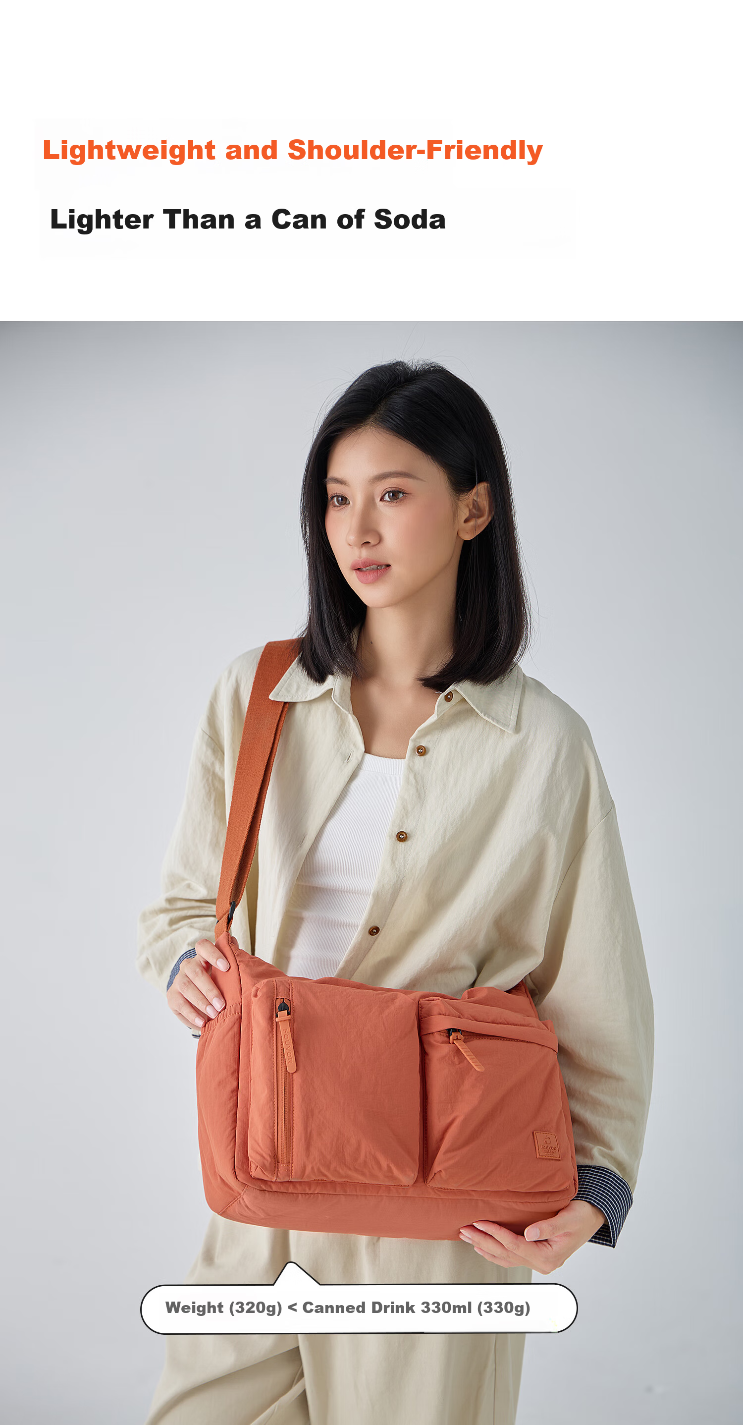 FOUVOR Fox Fashion Crossbody Bag for Women Multi-Pocket Shoulder Bag Large Capacity Lightweight Versatile Oxford Cloth Bag Orange 10