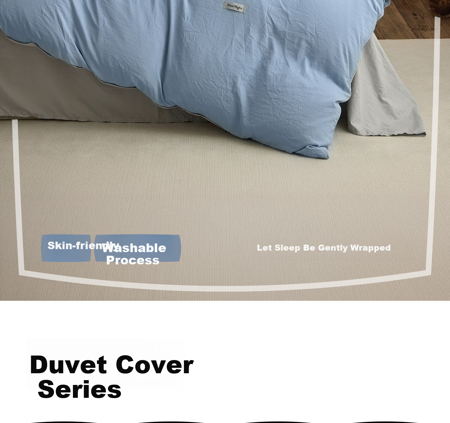 HLA Class A Antibacterial Washable Cotton Duvet Cover 1.5m x 2m Single Piece Bedding Skin-friendly Duvet Cover Sky Blue + Light Gray 2