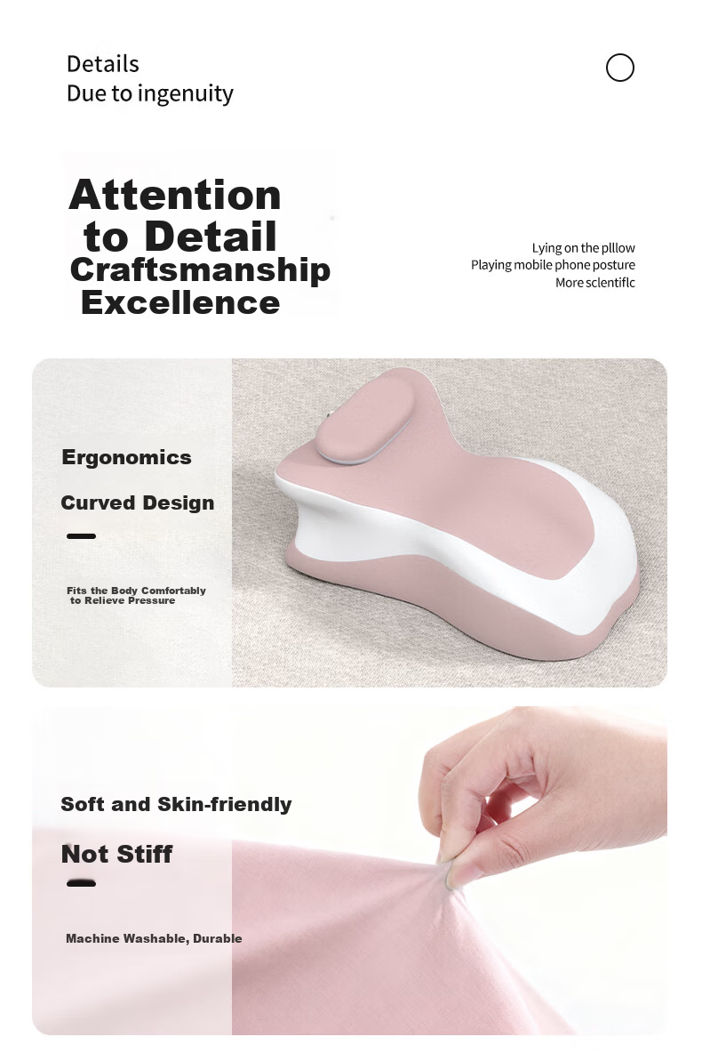 Grace Multifunctional Pink Body Pillow Backrest Cushion for Bed, Prone Sleeping Pillow for Rest and Phone Use 12