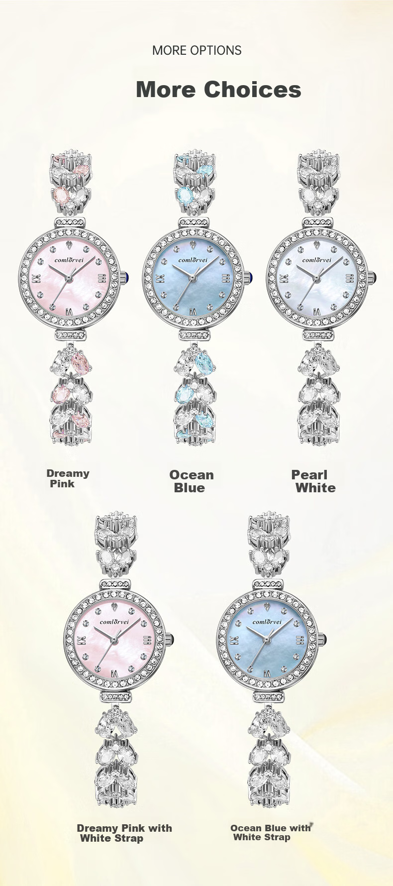COMLORVEI Mermaid Heart-Shaped Diamond Inlaid Bracelet Watch Delicate Sweet Versatile Waterproof Quartz Fashion Ladies Student Wristwatch D692 8