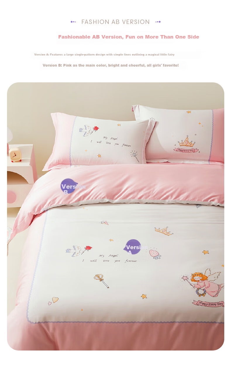 Luolaikids Three-Piece Set, Maternal And Infant Class A 60-Count Pure Cotton Dormitory Single Bed Sheet, Cotton Duvet Cover Pillowcase, 150*215 5