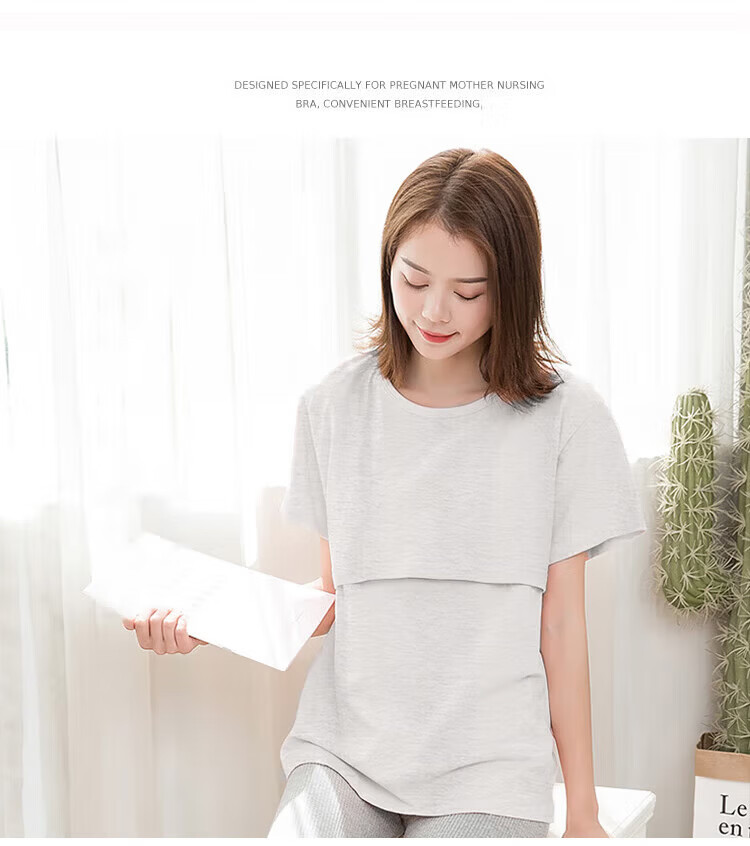 Aibaozi Maternity Nursing Top Breathable Short Sleeve with Side Opening for Breastfeeding XL M626 6