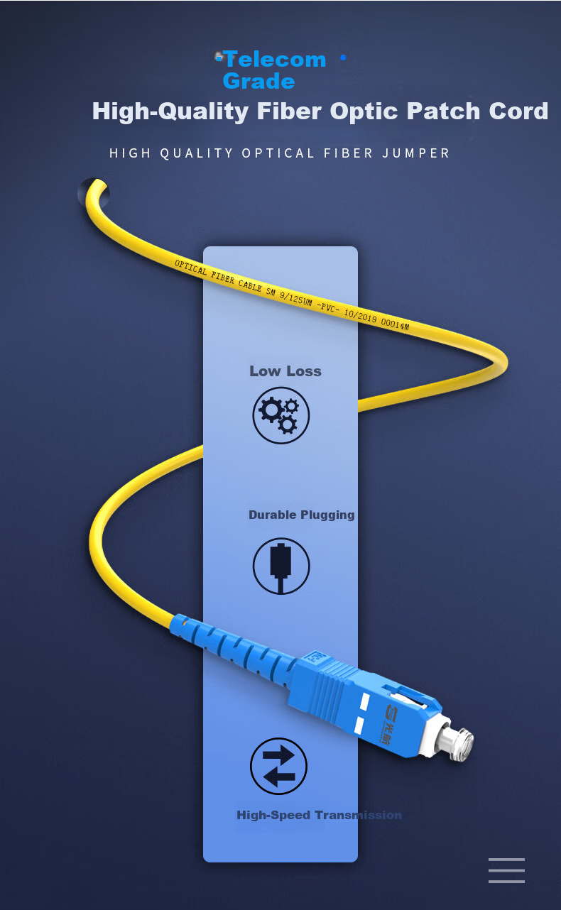 Guanghang Telecom Grade Optical Fiber Patch Cord FC-FC Single Mode Single Core 3m Indoor Fiber Optic Cable Low Smoke Halogen-Free Eco-Friendly Jacket Transceiver Pigtail GH-FF03-S 3