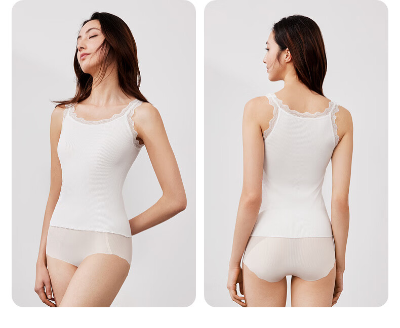 Maniform Women's Ribbed Sexy Lace Wearable Base Layer 3A Antibacterial Beautiful Back Tank Top 17