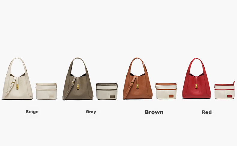 Belle Year of the Horse Series Women's Genuine Leather Basket Bag Mother's Day Handbag BL878AX6 Gray 13