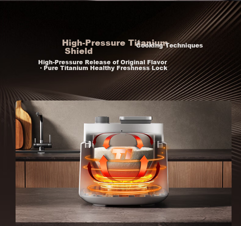 Kambach Pure Titanium Inner Pot Electric Pressure Cooker High-Pressure Rice Cooker Baby-Safe Smart Multi-Function Cooker Household Exhaust-Free Large Capacity 4-5L Soup Cooker 4