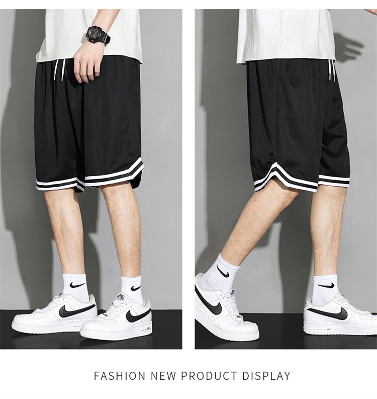 NASA GISS Men's Shorts Summer Ice Silk Thin Soft Loose Breathable Sports Basketball Five-Point Pants Black XL 11