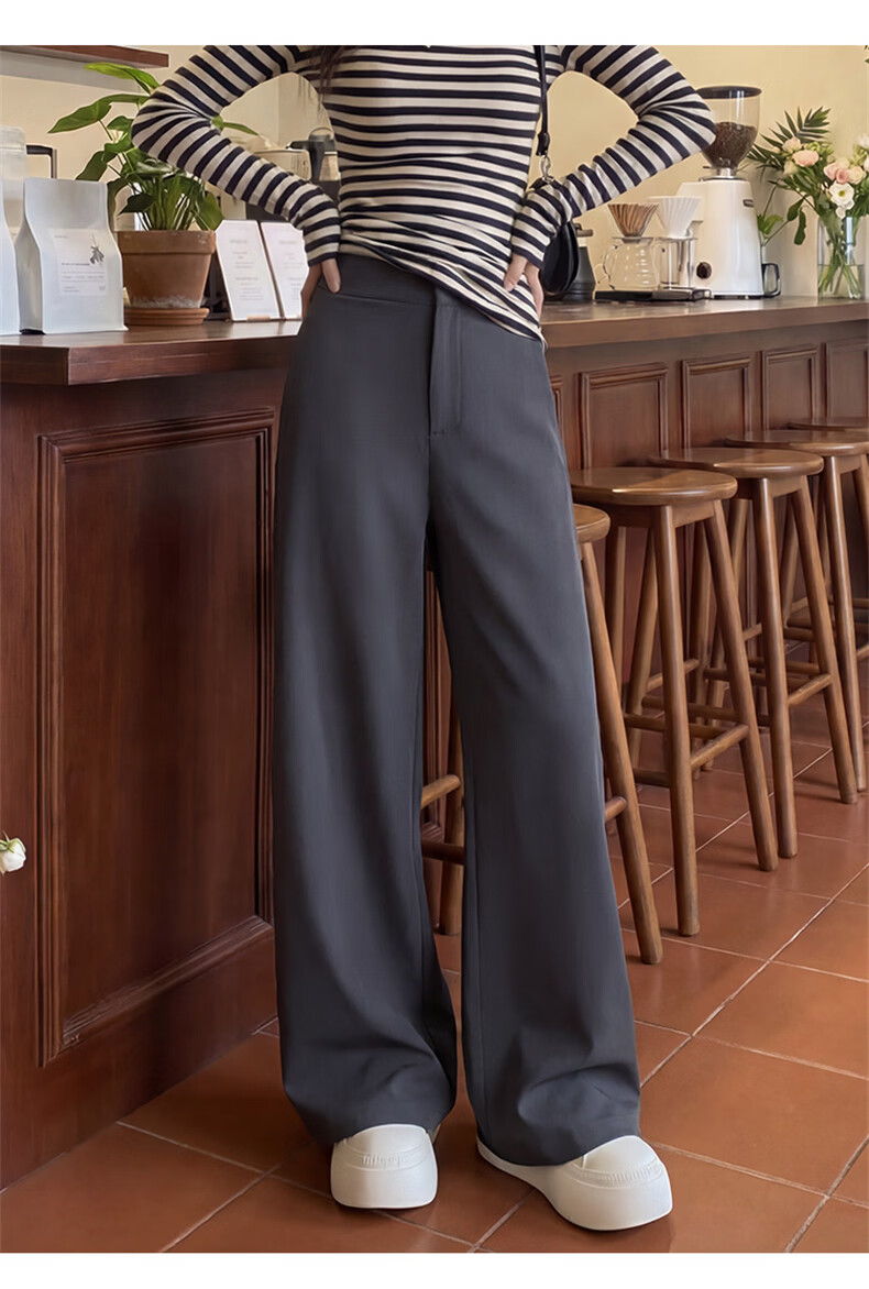 Langsha Women's Suit Pants 2026 Spring Autumn New High-End Commuter Casual High-Waist Straight Slimming Vintage Wide-Leg Pants 22