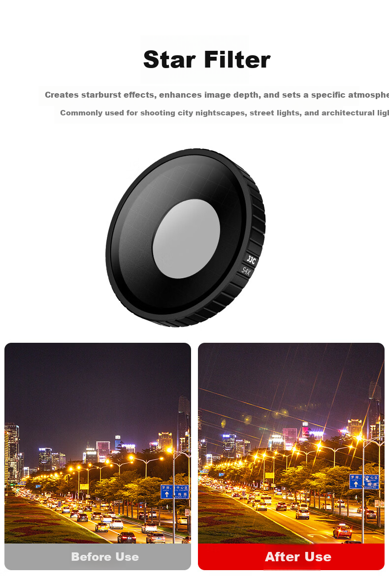 JJC Compatible with DJI Osmo Action 6 Filter, Action Camera Accessory, 4-Line Starlight Lens 6