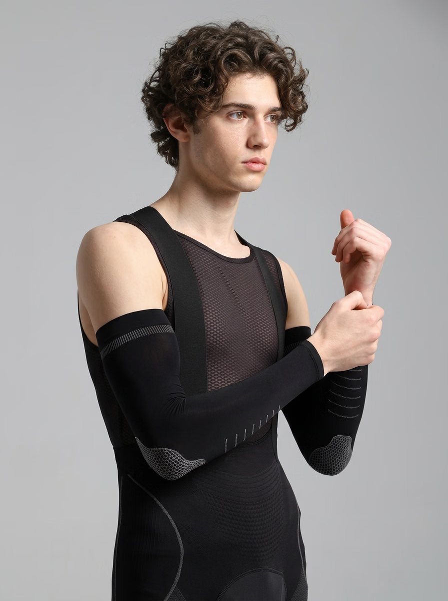 Jian Cai Men's Summer UV Protection Ice Silk Thin Cycling Sun Sleeve Arm Sleeves Gloves for Driving Enlarged Size 11