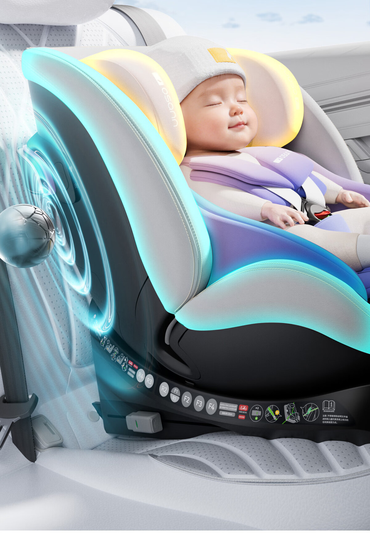 Osann Nebula 2nd Generation German Child Safety Seat 0-4-7 Years Infant Car Seat Reclining Smart Ventilation 16