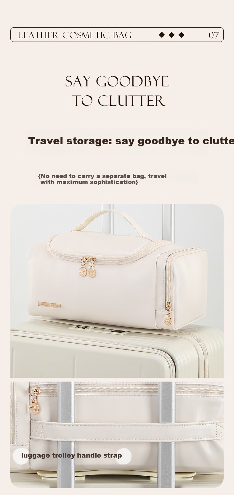 LOHAS Travel Makeup Bag Portable Large Capacity Toiletry Skincare Storage Pouch High-End Stylish Women's Travel Business Trip Organizer 11