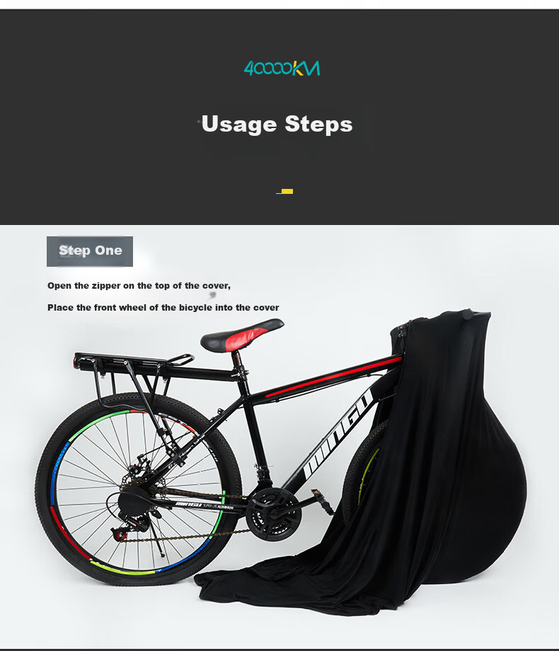 40,000 Kilometers Bicycle Dust Cover Road Mountain Bike Protective Cover High Elastic Wheel Cover Sunshade Black Full Coverage 10
