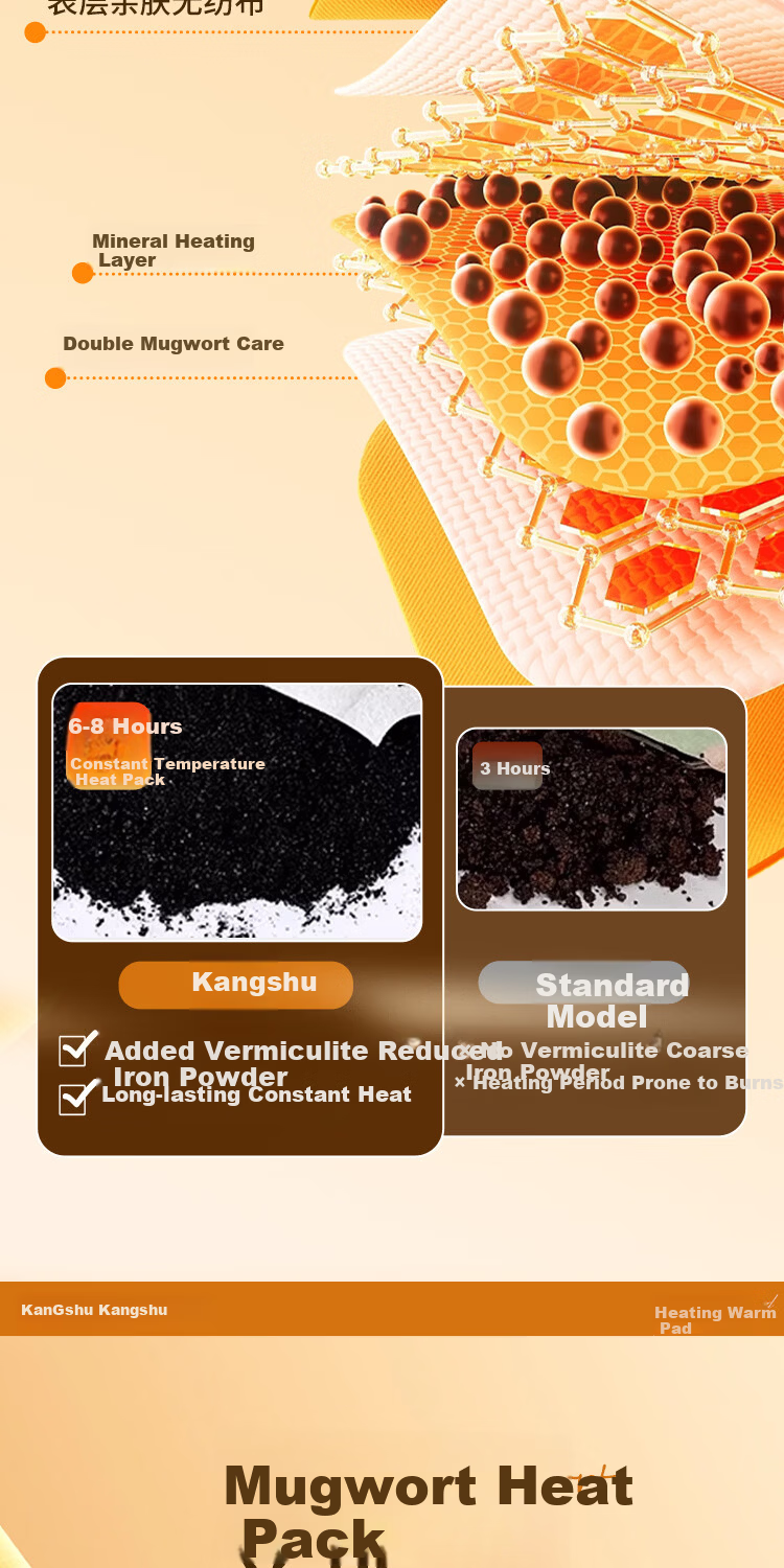 Kangshu Mugwort Knee Heat Patch Joint Support Self-Heating Steam Moxibustion Mugwort Pack Knee Warmer Warm Patch 5