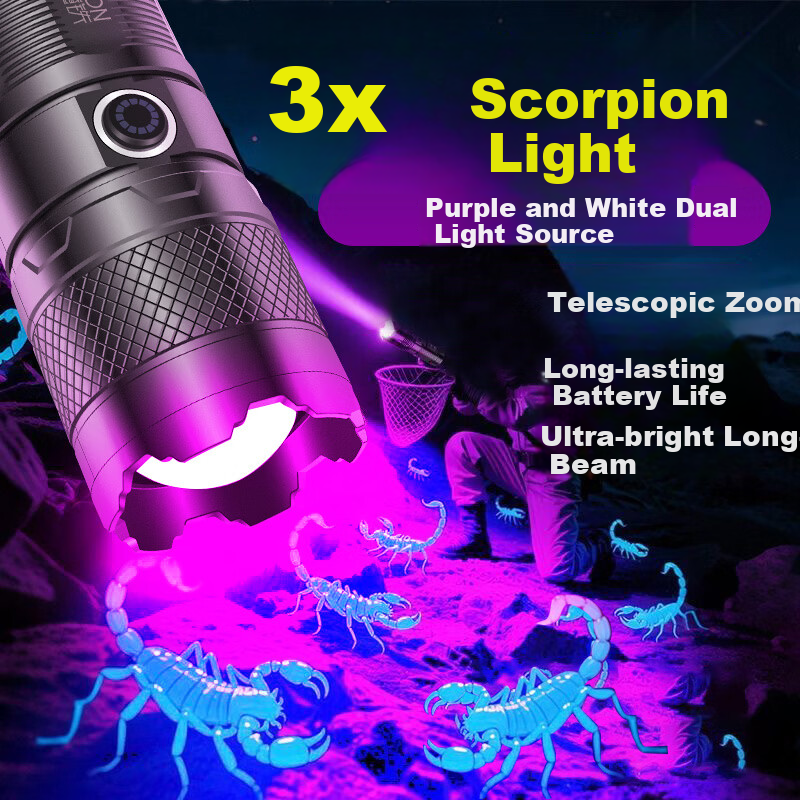 MOTIE Scorpion Flashlight Special UV Light for Scorpion Catching Outdoor Rechargeable High-Power Long-Range Torch