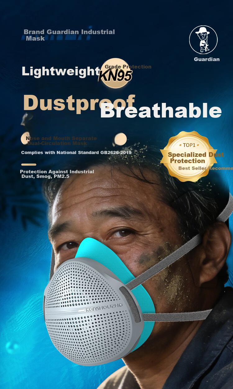 Guardian 2506 Dustproof Half Face Silicone Mask KN95 Activated Carbon Filter PM2.5 Haze Industrial Dust Mask 1