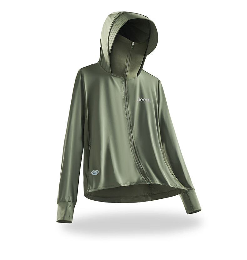 JEEP Men's Summer Ice Silk Quick-Dry Sun Protection Jacket Outdoor Lightweight UV Protection Fishing Coat Glacier Gray M 20