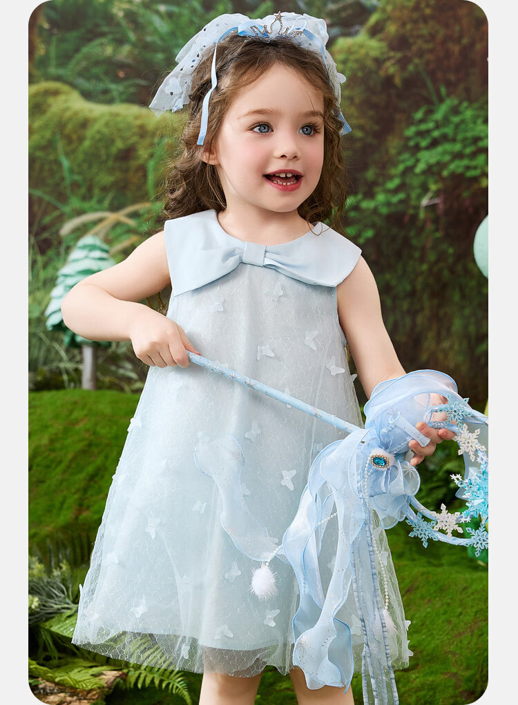 ASK JUNIOR Summer Kids Sleeveless Vacation Dress Toddler Mesh Princess Dress for Girls 8