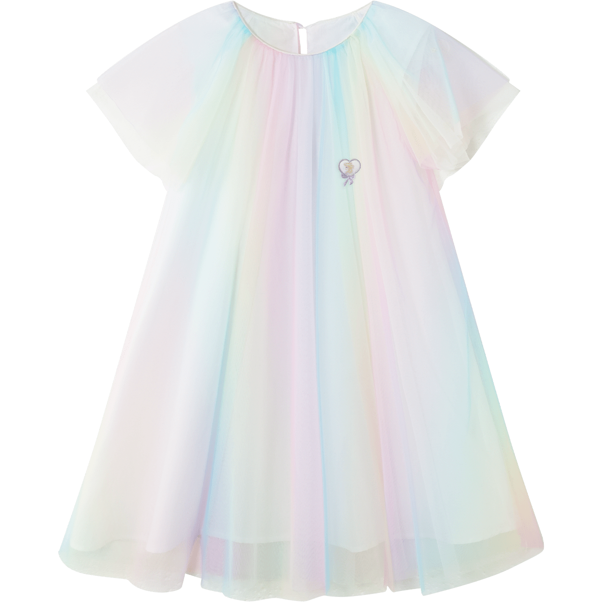 Disney Girls Rainbow Mesh Dress 2026 New Summer Baby Princess Dress Rainbow Color 150