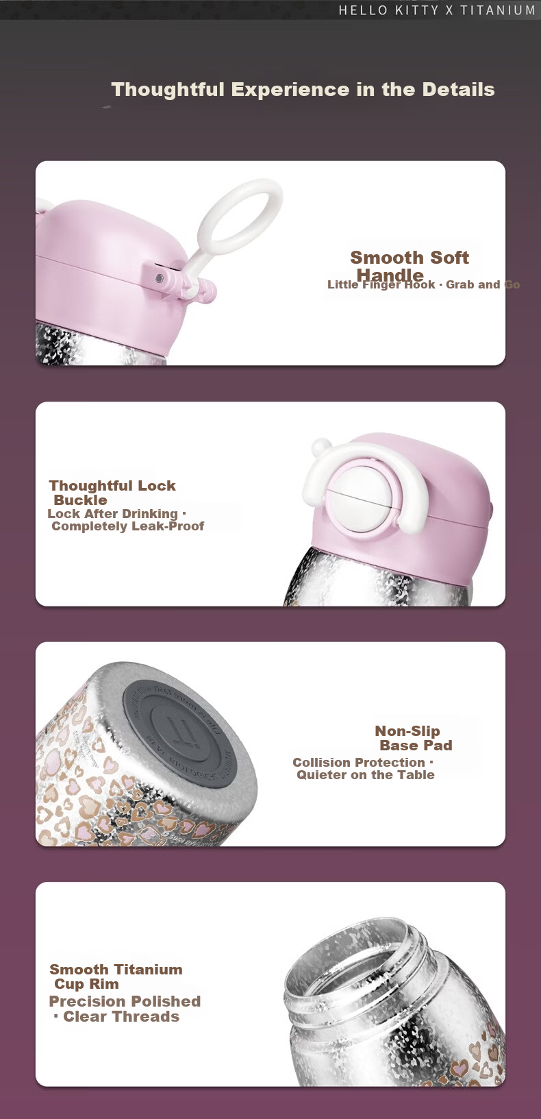 SANRIO Hello Kitty Double Drink Titanium Insulated Cup 316 Stainless Steel Straw Birthday Gift for Women 250ml 11