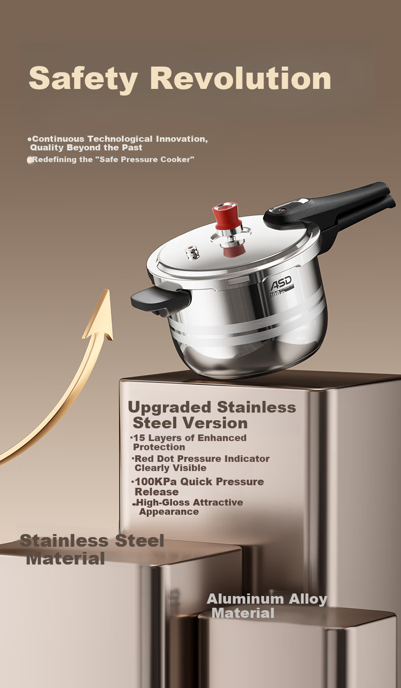ASD Pressure Cooker 100KPa Household Pressure Cooker 304 Stainless Steel Explosion-Proof 4L Induction Cooker Compatible YS20A9WG 3
