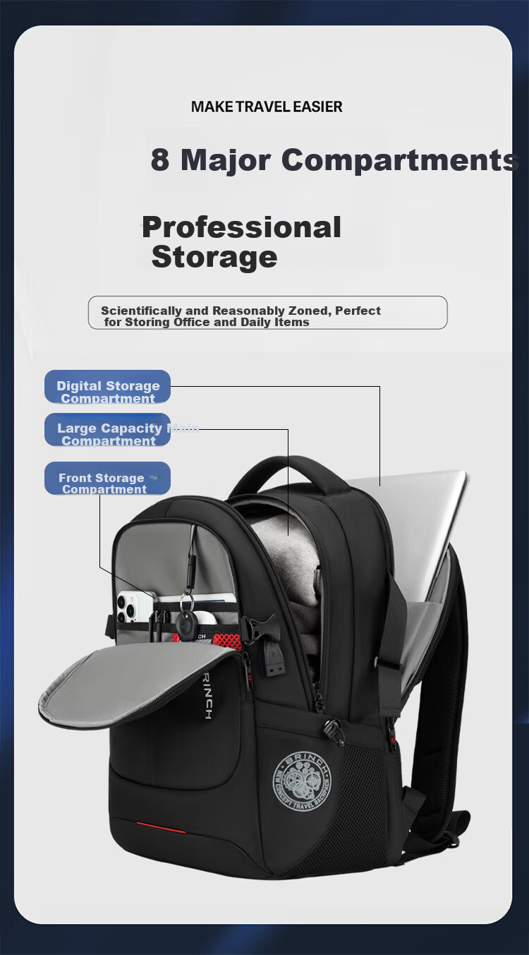 BRINCH Men's Backpack 17/18 Inch High-End Business Travel Lightweight Commuter Large Capacity Laptop Bag 3