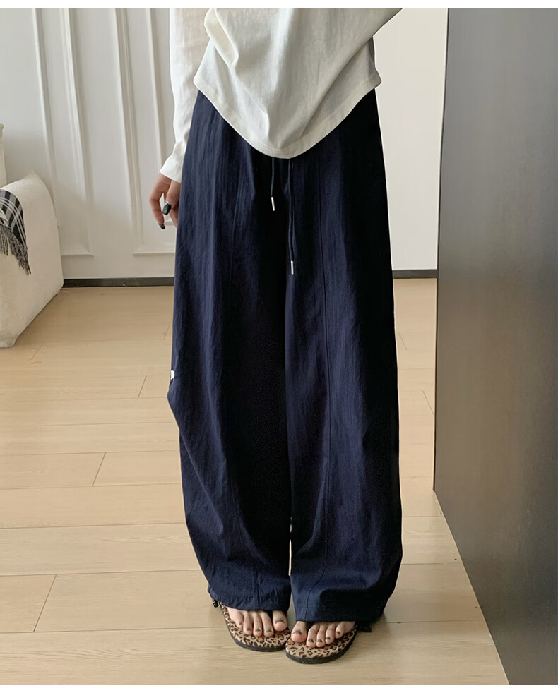 Langsha Women's Wide-Leg Pants Spring Summer Thin High-Waist Slim Cotton Feel Dual-Wear Quick-Dry Straight Loose Sports Casual Trousers 20