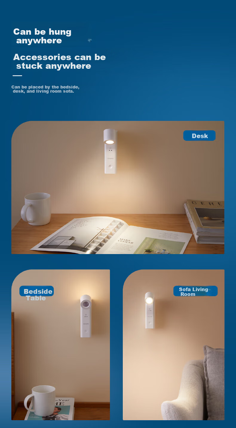 PHILIPS Full Spectrum Portable Rechargeable Sensor Touch Long Battery Life [Sensor Version] 1800mAh Hand Wave Sensor Light 12