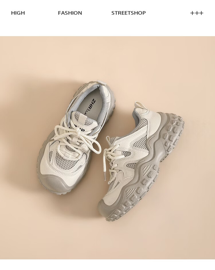 ZHR Women's Hiking Shoes, Spring And Autumn Outdoor Sports Shoes, Lightweight Thick-Soled Casual Women's Shoes, KD216, Beige, Size 37 17