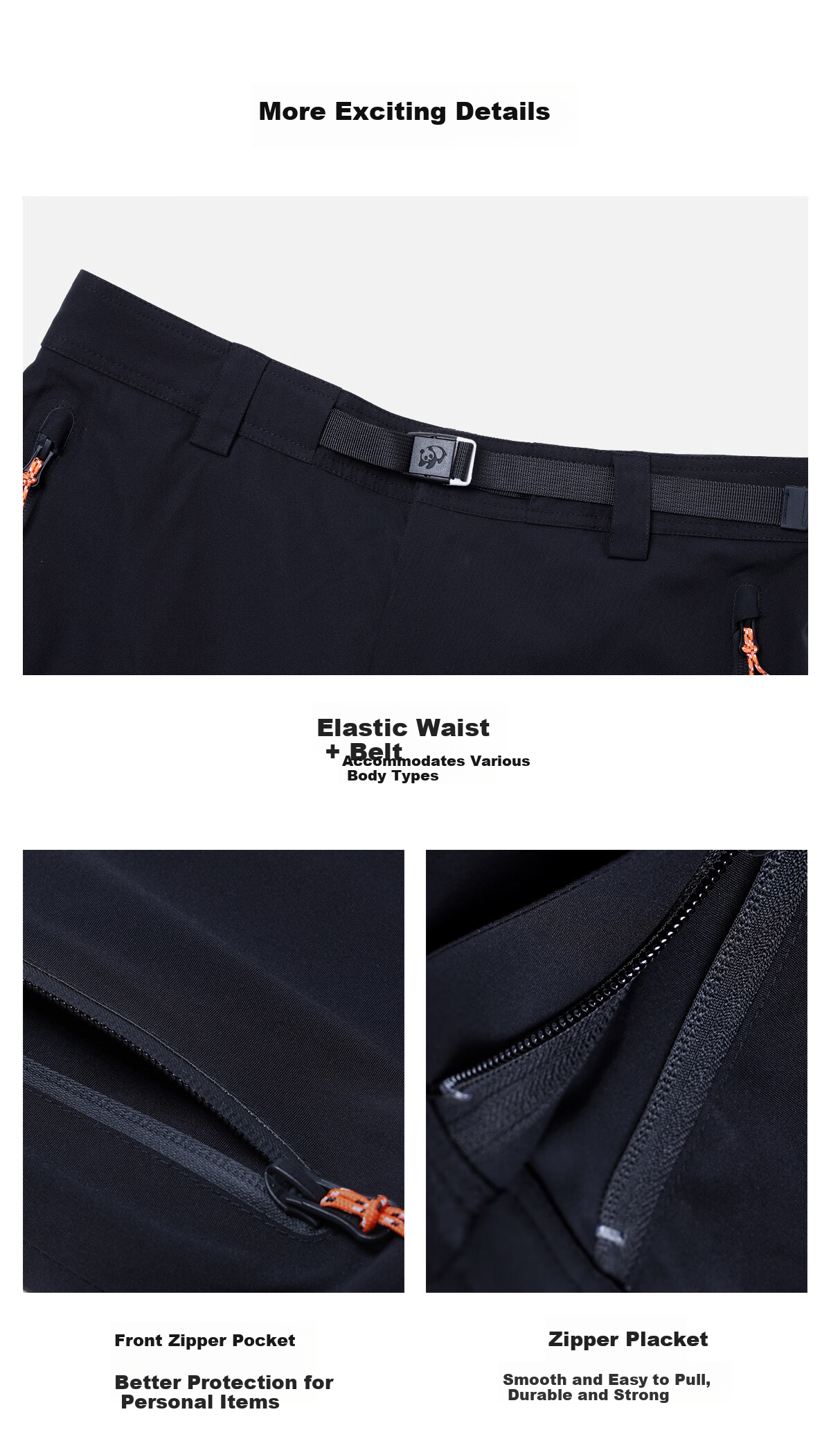 Panda Camel Series Three-Proof Single-Board Ski Pants Unisex Windproof Water-Repellent Straight-Leg Wide-Leg Outdoor Pants 8652 Black, M 26