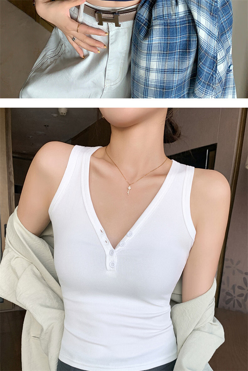 Langsha V-Neck Button Vest Women New 2026 Slim Fit Sleeveless Camisole Sexy Hot Girl Outerwear 15