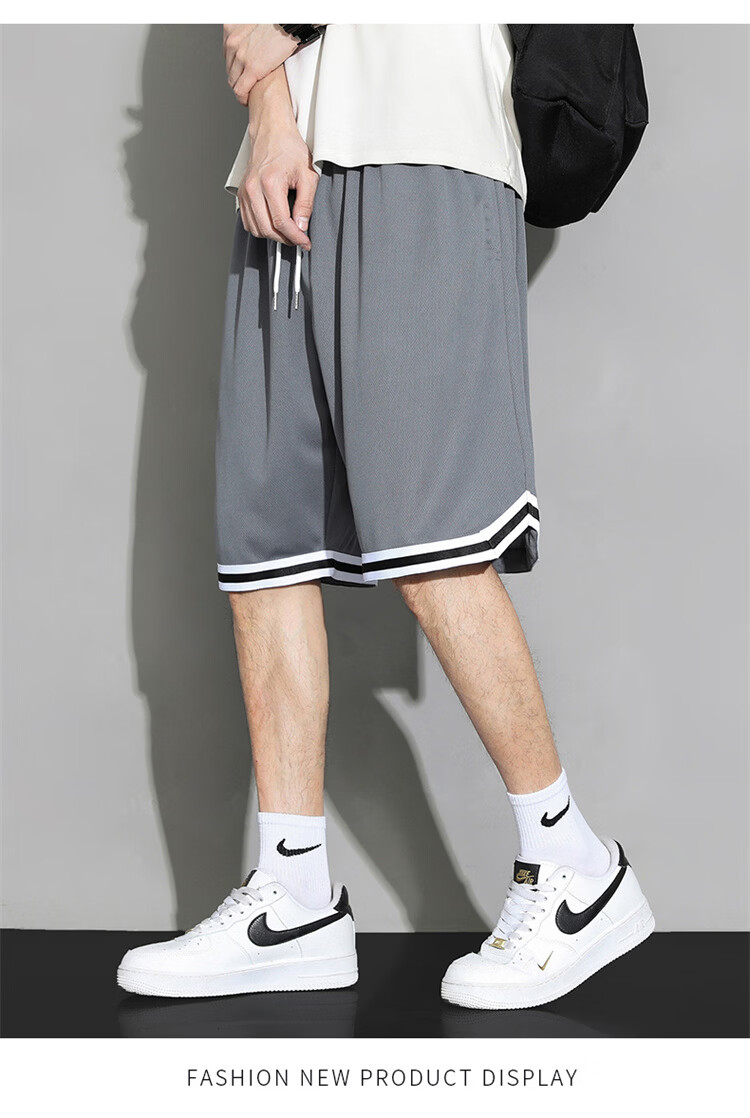 NASA GISS Men's Shorts Summer Ice Silk Thin Soft Loose Breathable Sports Basketball Five-Point Pants Black XL 7
