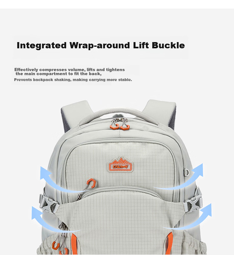 KALA·Y Ultra-Light Anti-Drop Multifunctional Backpack for College and High School Students Oatmeal Gray 30L 1